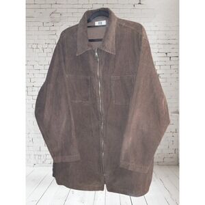 Vintage Faded Glory Overshirt Jacket Large Cord Corduroy Brown Womens Zip